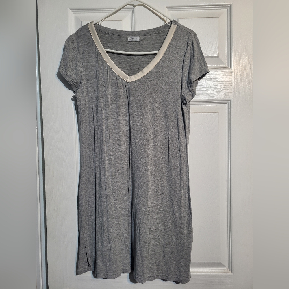 Aria Gray Chemise with Cream Trim